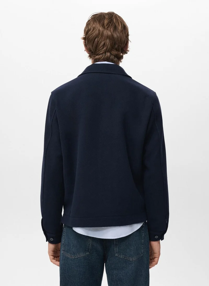 Mango Man Wool-blend jacket with pockets
